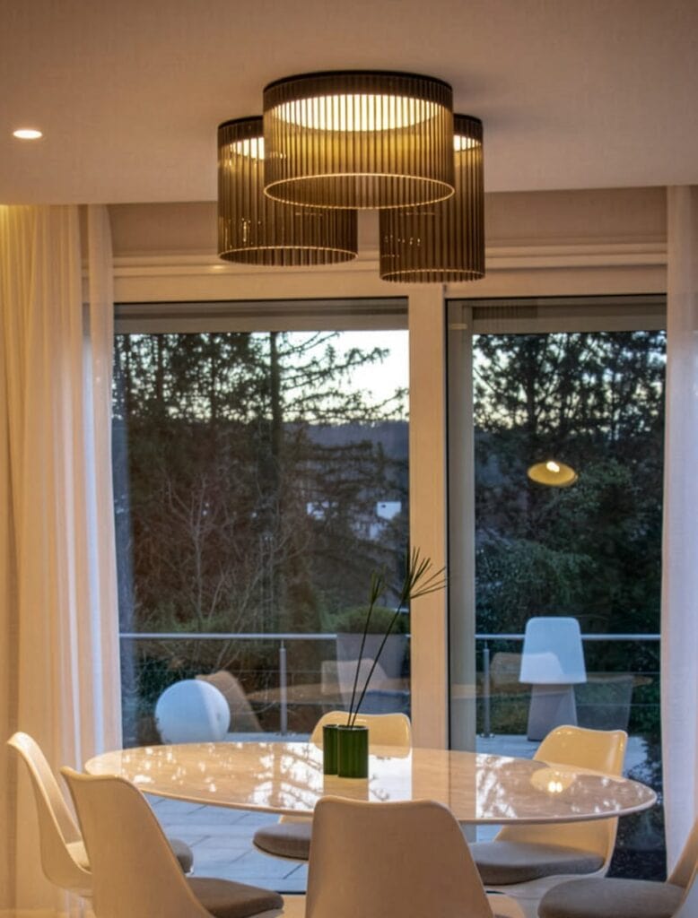 Dining room with Giass lamp — Cliff House, France — KDLN