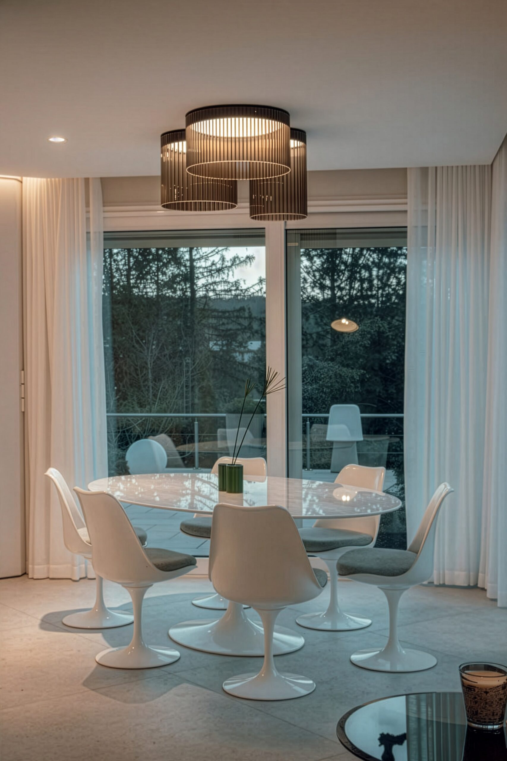 Dining room with Giass lamp — Cliff House, France — KDLN